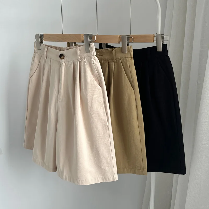 Elastic Waist Cotton High Waisted Straight Shorts Summer Wide-leg Shorts Women Casual Loose Thin Solid Women's Denim Shorts
Elastic Waist Cotton High Waisted Straight Shorts Summer Wide-leg Shorts Women Casual Loose Thin Solid Women's Denim Shorts