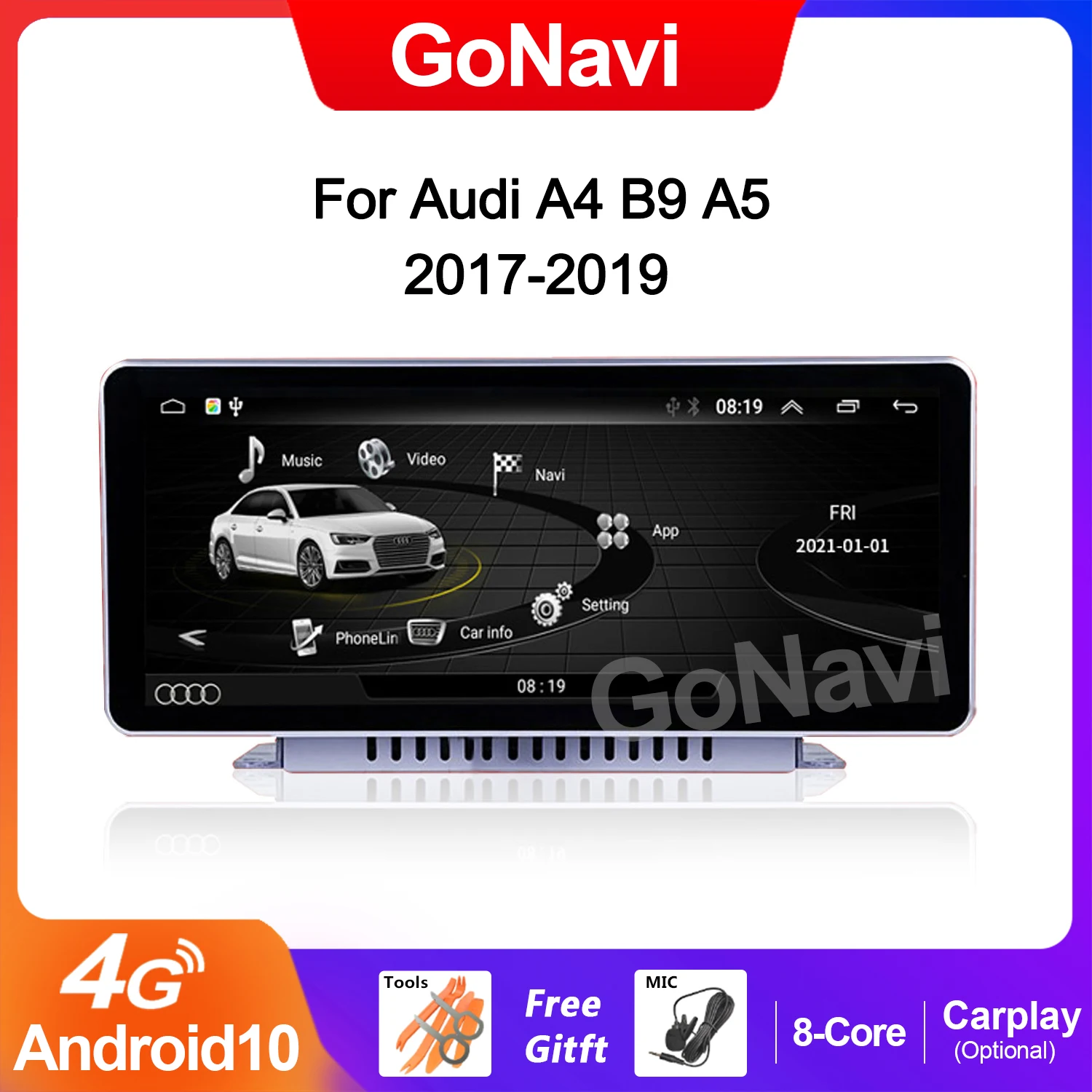 GoNavi Android 10 Car Radio For Audi A4 B9 A5 2017-2019 WIFI 2+32G IPS Touch Screen Multimedia Stereo GPS Navi Receiver Carplay
GoNavi Android 10 Car Radio For Audi A4 B9 A5 2017-2019 WIFI 2+32G IPS Touch Screen Multimedia Stereo GPS Navi Receiver Carplay