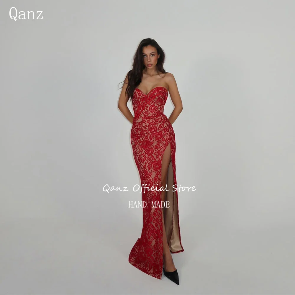 Qanz Red Lace Appliques Prom Dress Mermaid High Leg Slit Wedding Guest Dresses Sweetheart Women Formal Evening Gowns Customized
Qanz Red Lace Appliques Prom Dress Mermaid High Leg Slit Wedding Guest Dresses Sweetheart Women Formal Evening Gowns Customized