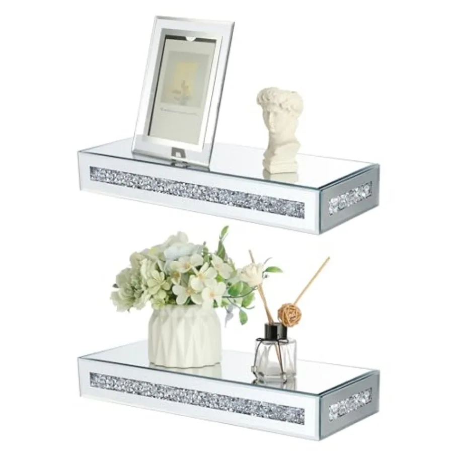 Mounted Floating Shelves 2 Pcs Crushed Diamond Display Shelves for Wall Stylish Floating Wall Shelf for Plants Mirrored Glass F
Mounted Floating Shelves 2 Pcs Crushed Diamond Display Shelves for Wall Stylish Floating Wall Shelf for Plants Mirrored Glass F