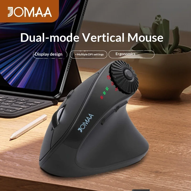 Jomaa Vertical Ergonomic Mouse Dual Bluetooth Wireless Adjustable Dpi Led Display Battery Powered Multi Function Office Laptop
Jomaa Vertical Ergonomic Mouse Dual Bluetooth Wireless Adjustable Dpi Led Display Battery Powered Multi Function Office Laptop