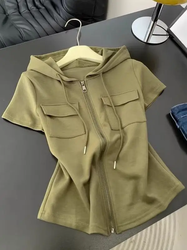 plus Size Women's Design Sense Hooded Short Sleeve T-Shirt Slim Fit Thin Summer New Style Casual High Waist Polyester Fiber
plus Size Women's Design Sense Hooded Short Sleeve T-Shirt Slim Fit Thin Summer New Style Casual High Waist Polyester Fiber