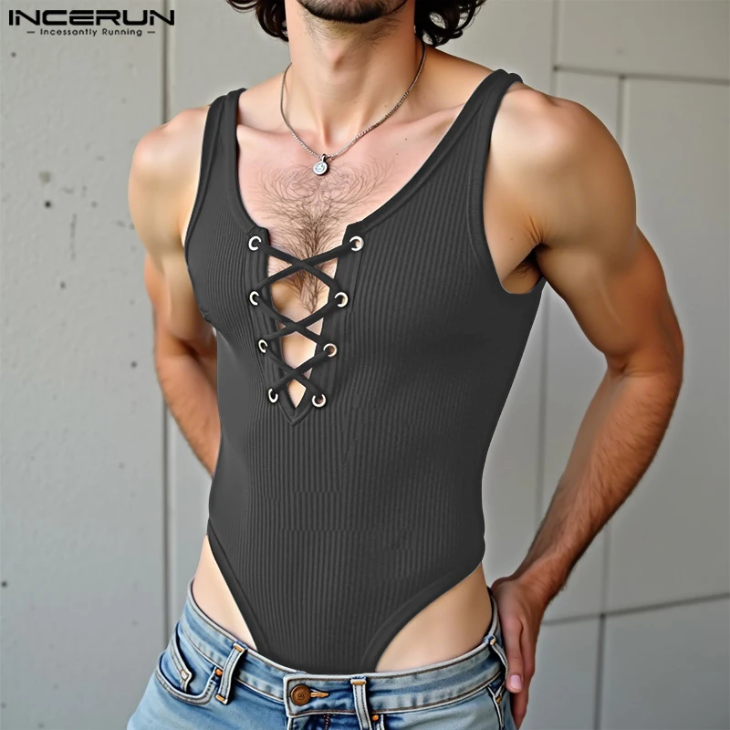 INCERUN Men Bodysuits Solid Color V Neck Sleeveless Male Tank Tops Rompers Sexy Summer Drawstring 2025 Fashion Bodysuit S-3XL
INCERUN Men Bodysuits Solid Color V Neck Sleeveless Male Tank Tops Rompers Sexy Summer Drawstring 2025 Fashion Bodysuit S-3XL