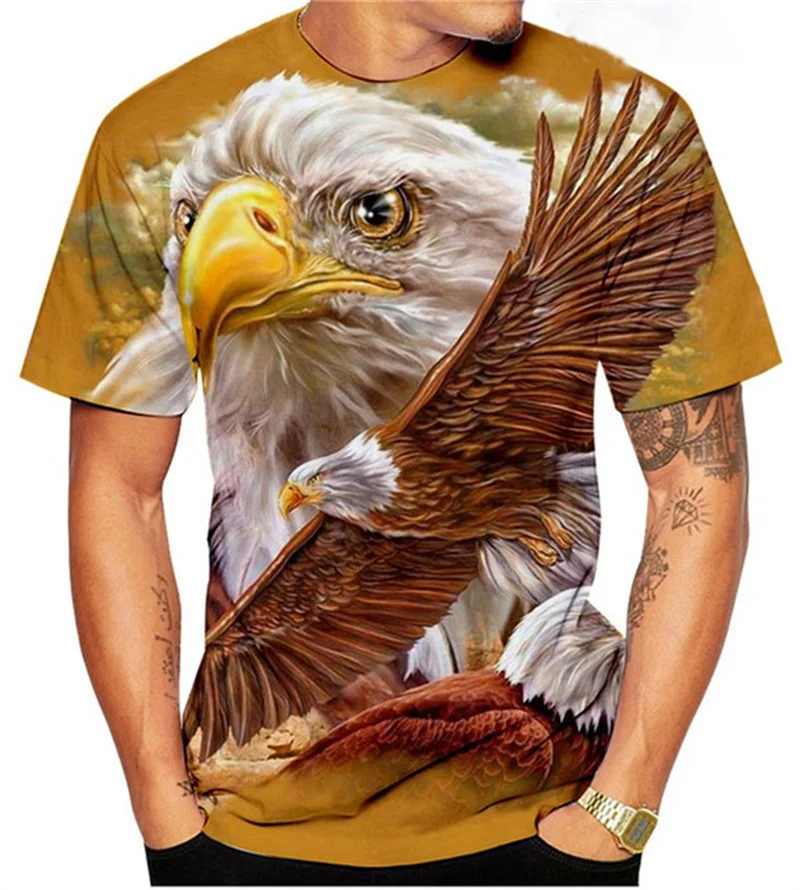 Funny 3D Eagle Print T Shirt for Men Hip Hop Trend Harajuku Streetwear Summer Outdoor Sports Short Sleeve Tops Loose O-neck Tee
Funny 3D Eagle Print T Shirt for Men Hip Hop Trend Harajuku Streetwear Summer Outdoor Sports Short Sleeve Tops Loose O-neck Tee