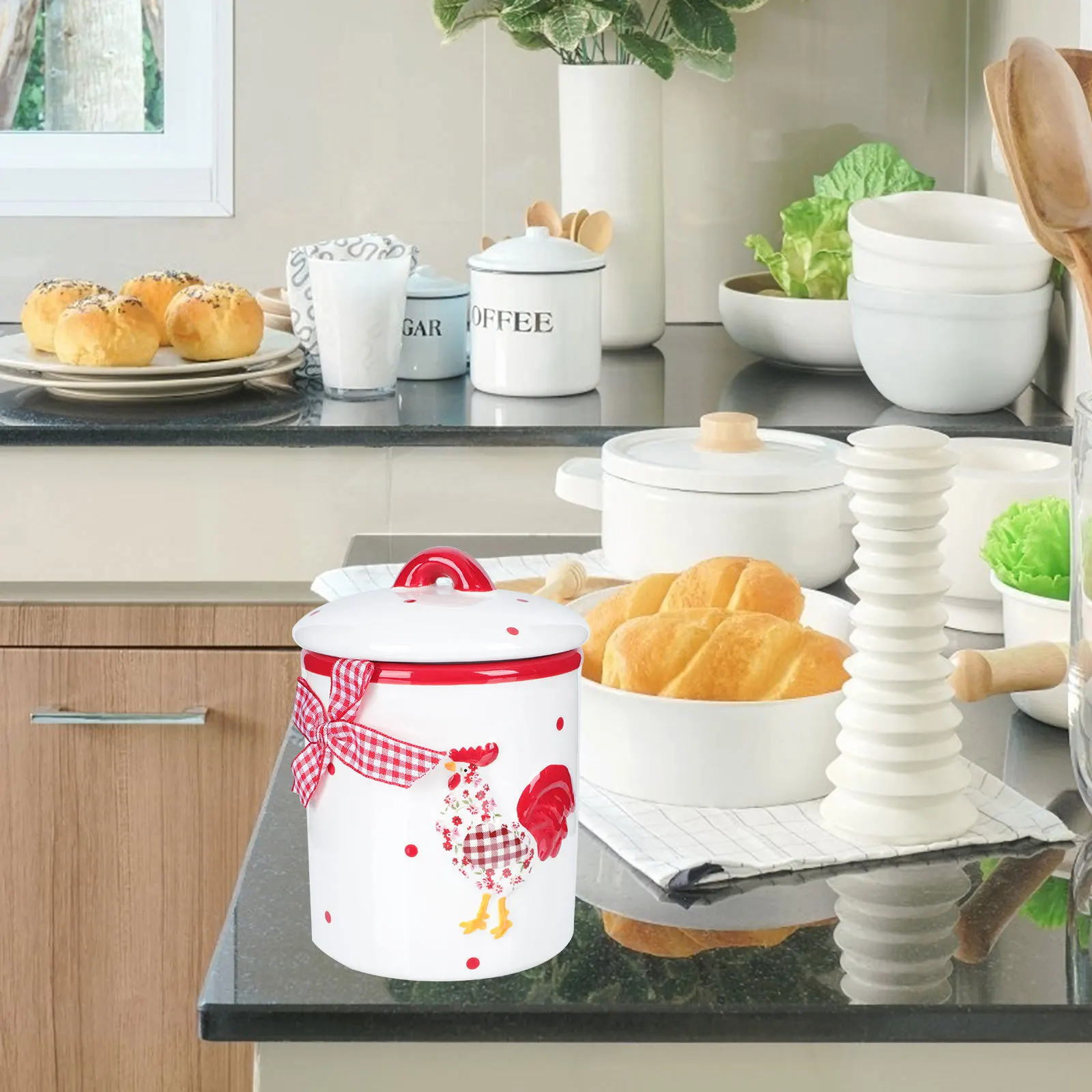 1Set Ceramic Food Storage Jar Red Flower Chicken Design 3D Embossed Sealing Canister for Tea Grain Beans Nuts Home Shop Use
1Set Ceramic Food Storage Jar Red Flower Chicken Design 3D Embossed Sealing Canister for Tea Grain Beans Nuts Home Shop Use