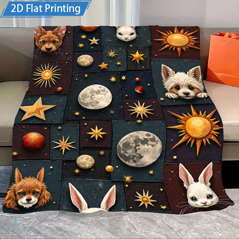 1 шт. фланелевое одеяло с космическим животным принтом, одеяло со звездами, лунным солнцем и милыми домашними животными для уютного домашнего декора
1 шт. фланелевое одеяло с космическим животным принтом, одеяло со звездами, лунным солнцем и милыми домашними животными для уютного домашнего декора