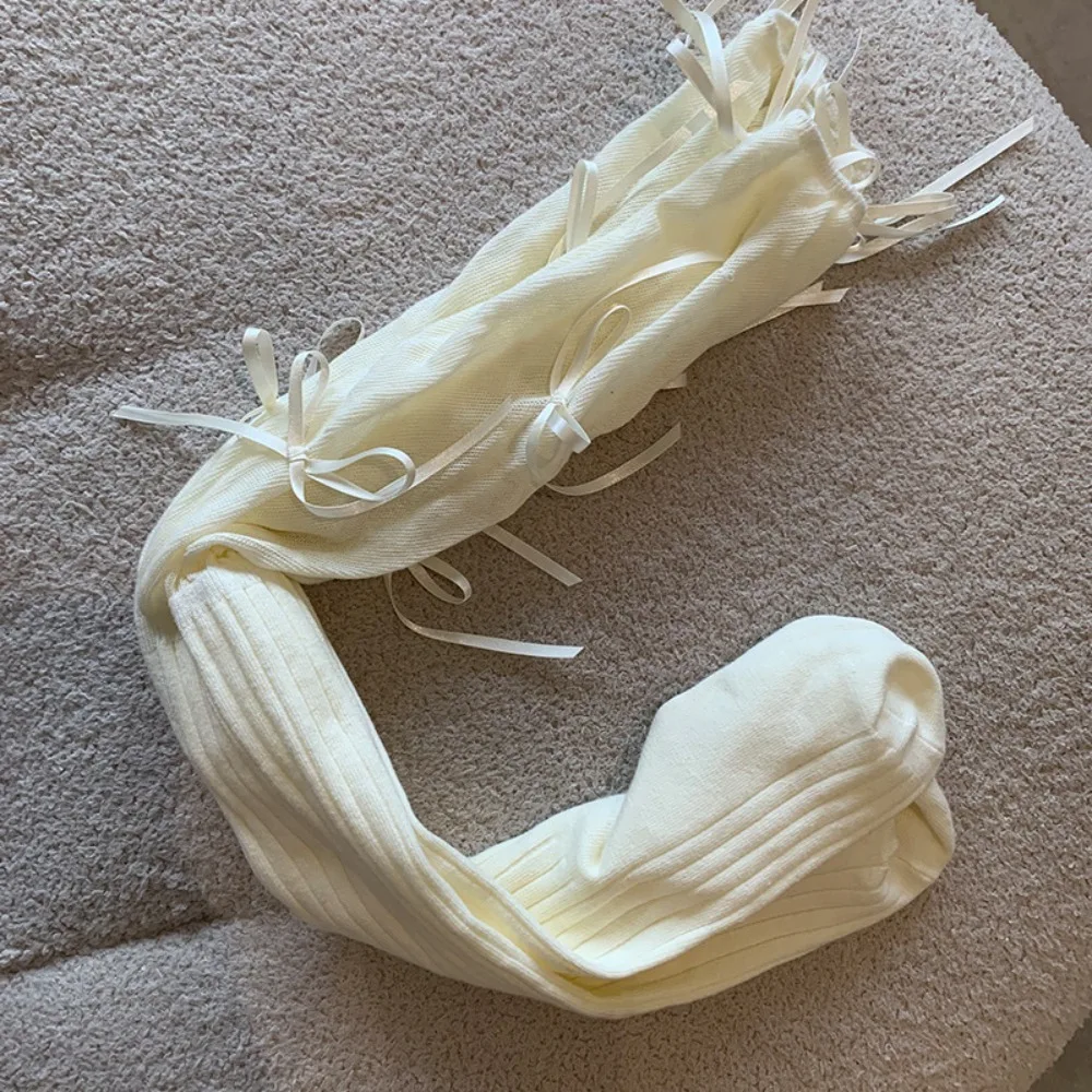 Бандажные длинные носки в балетном стиле с лентой и бантом, сохраняющие тепло, средние носки-трубы, однотонные носки в балетном стиле для женщин и девочек 
Бандажные длинные носки в балетном стиле с лентой и бантом, сохраняющие тепло, средние носки-трубы, однотонные носки в балетном стиле для женщин и девочек