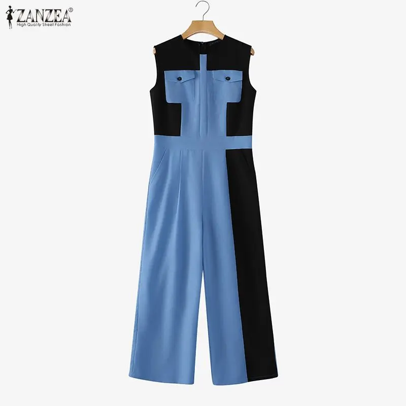 Women Casual Rompers VONDA 2026 Color Patchwork Jumpsuits Elegant Office Lady Overall Loose Sleeveless Playsuits Oversized
Women Casual Rompers VONDA 2026 Color Patchwork Jumpsuits Elegant Office Lady Overall Loose Sleeveless Playsuits Oversized