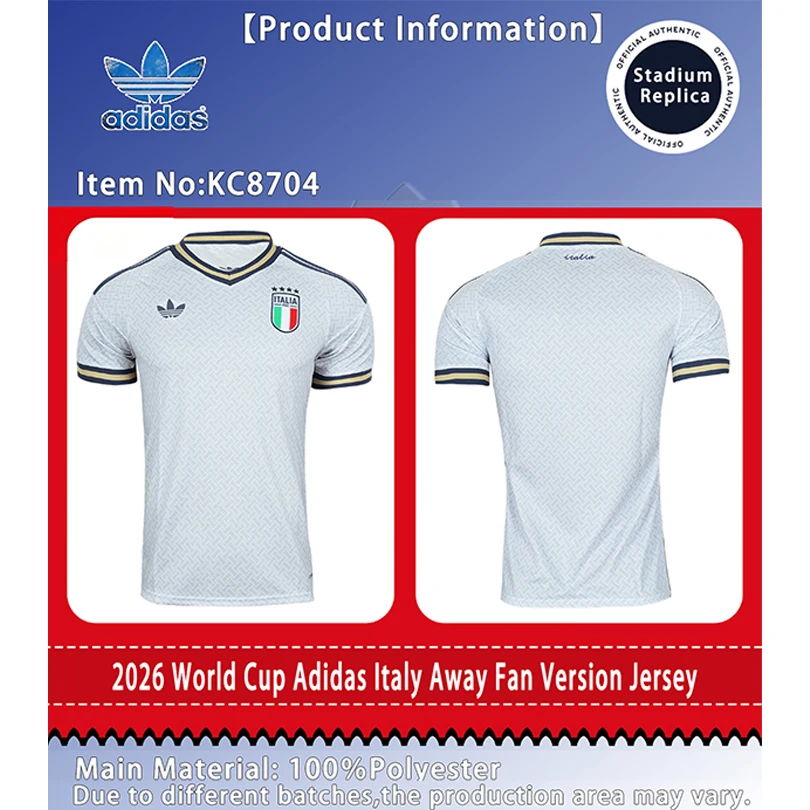Adidas 2026 World Cup Argentina National Team Home Fan Version Quick-Dry Short Sleeve Football Jersey Unisex KC8704
Adidas 2026 World Cup Argentina National Team Home Fan Version Quick-Dry Short Sleeve Football Jersey Unisex KC8704