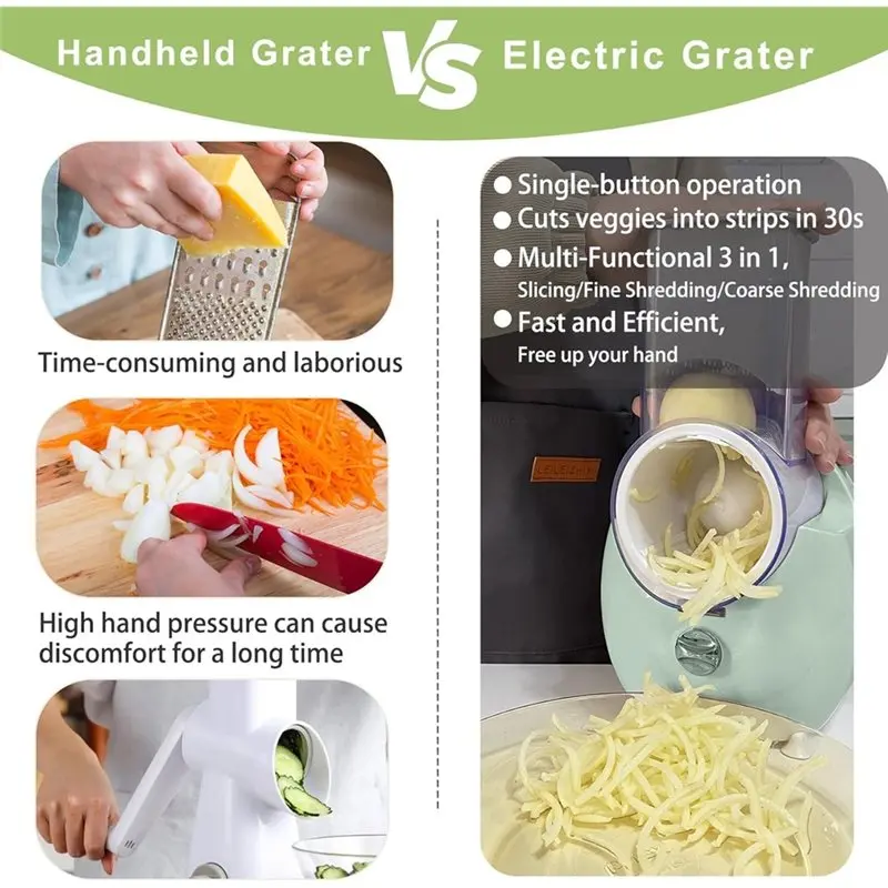 【ELECTRONIC-ACCESSORIES】Electric Cheese Grater(Rechargeable), One-Touch Easy Control Salad Cheese Grater, 3 In 1 Electric Grater
【ELECTRONIC-ACCESSORIES】Electric Cheese Grater(Rechargeable), One-Touch Easy Control Salad Cheese Grater, 3 In 1 Electric Grater