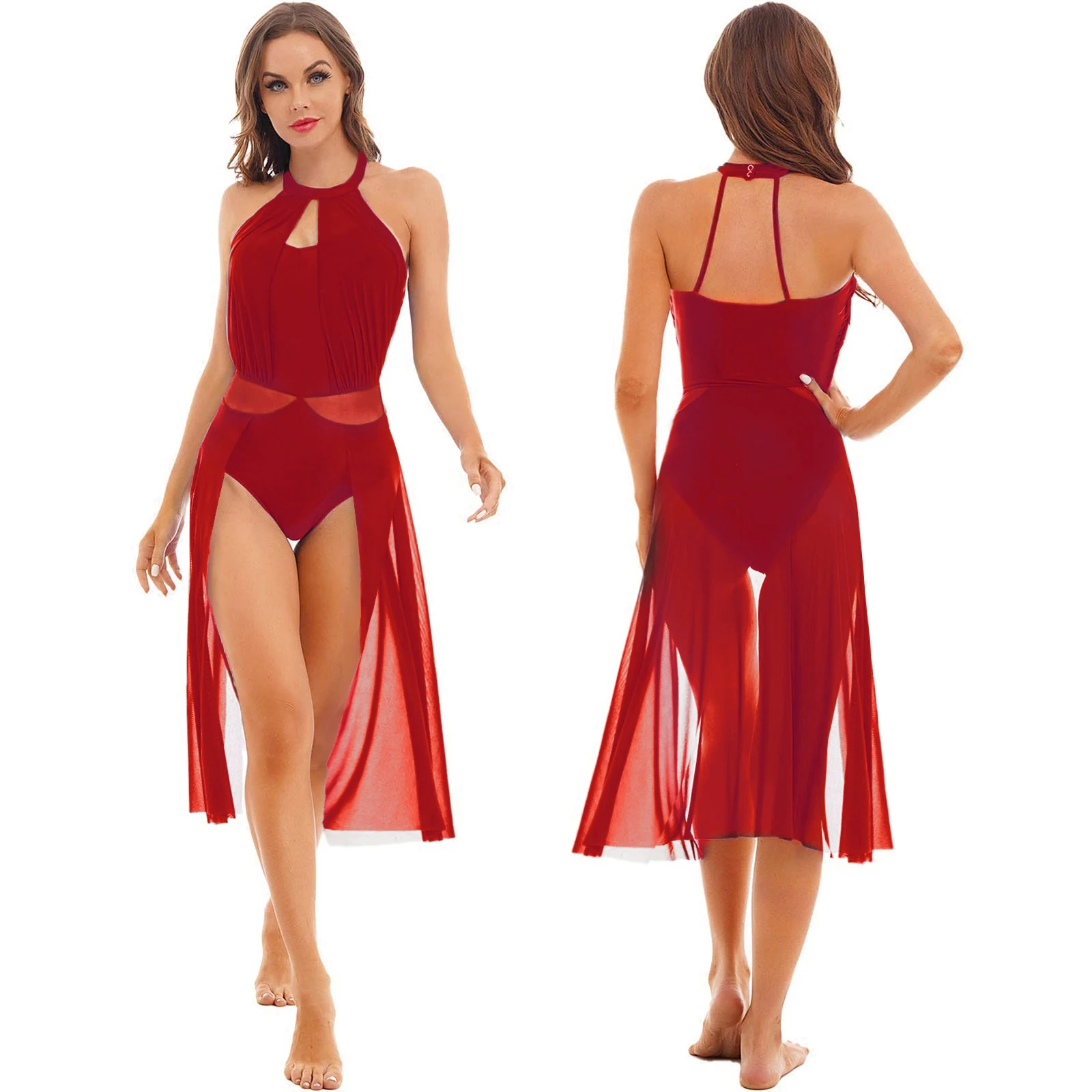 Women Lyrical Dance Dress Ballet Gymnastics Skating Leotard Sleeveless Backless Sheer Mesh Dress Dancewear for Stage Performance
Women Lyrical Dance Dress Ballet Gymnastics Skating Leotard Sleeveless Backless Sheer Mesh Dress Dancewear for Stage Performance