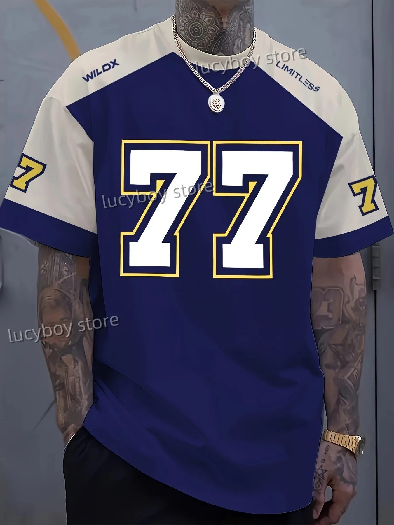 Number77 LIMITLESS Print Mens T-Shirt Man Short Sleeves Sportwear Football T-Shirt Vintage Oversize Sports Tees Men Clothes
Number77 LIMITLESS Print Mens T-Shirt Man Short Sleeves Sportwear Football T-Shirt Vintage Oversize Sports Tees Men Clothes