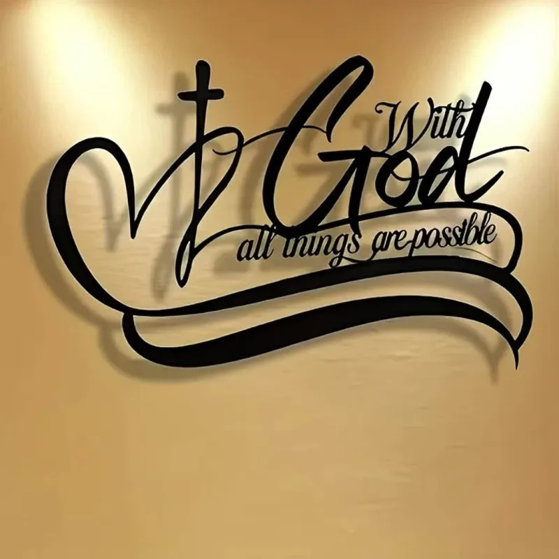 Vintage Metal Wall Art Sculpture "With God All Things Are Possible" - Elegant Minimalist Decorative Sign for Home, Living Room
Vintage Metal Wall Art Sculpture "With God All Things Are Possible" - Elegant Minimalist Decorative Sign for Home, Living Room