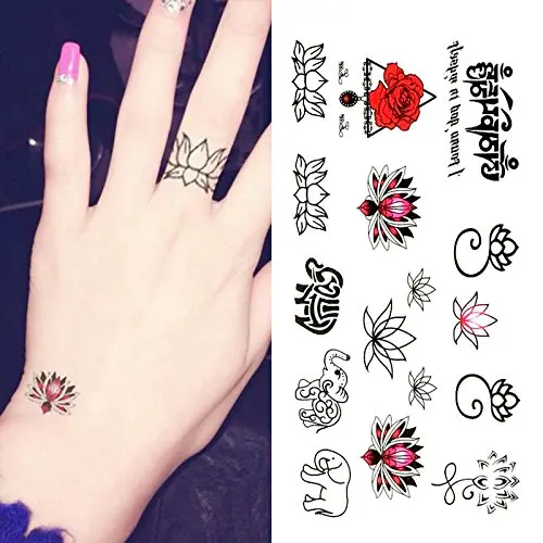 Cute Temporary Tattoo Set with Lotus and Elephant Design
Cute Temporary Tattoo Set with Lotus and Elephant Design