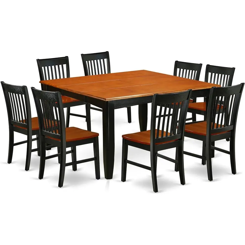 9-Piece Square Dining Set with 8 Chairs, 54x54 Inch, Black & Cherry Finish
9-Piece Square Dining Set with 8 Chairs, 54x54 Inch, Black & Cherry Finish