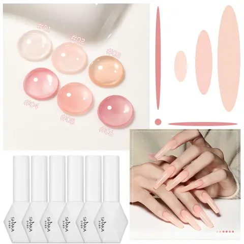 1pcs SHAKA Ice Transparent Jade Grease Nude Color Gel Nail Polish Jelly Transparent Powder Bean Paste Nude Whitening Nail Art