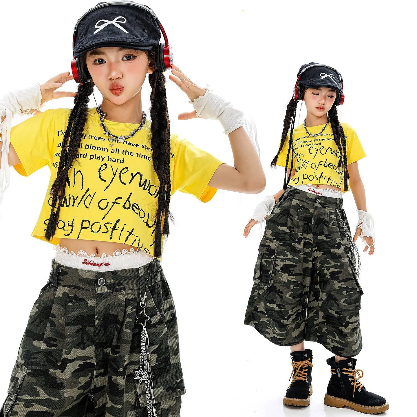 Kid Kpop Hip Hop Clothing Yellow Crop T Shirt Top Camo Parachute Cargo Shorts Middle Pants for Girls Jazz Dance Costumes Clothes
Kid Kpop Hip Hop Clothing Yellow Crop T Shirt Top Camo Parachute Cargo Shorts Middle Pants for Girls Jazz Dance Costumes Clothes
