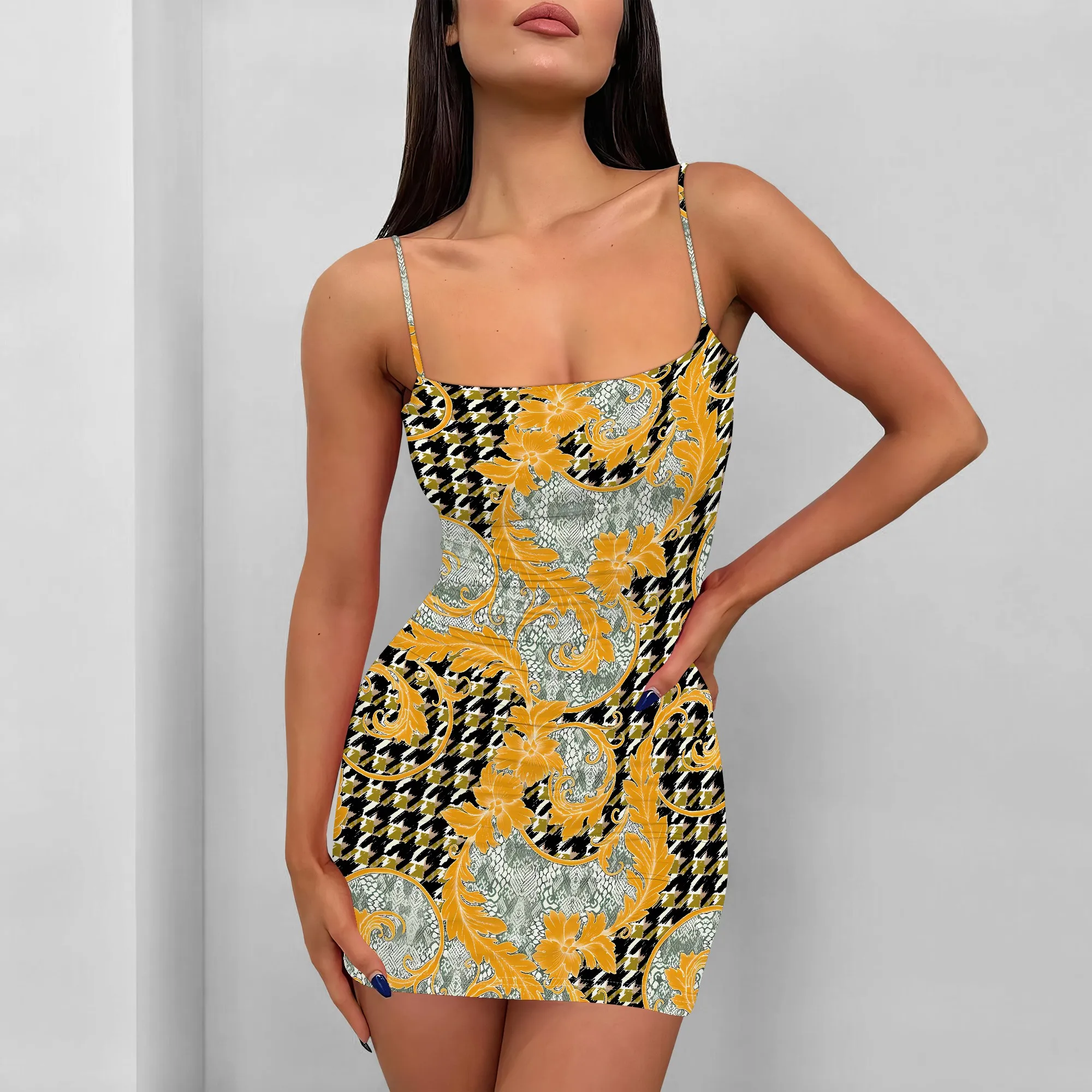 Women's Pullover Sexy Sleeveless Crew Neck Spaghetti Strap One-Shoulder Fashion Printed Summer Casual Mini Dress
Women's Pullover Sexy Sleeveless Crew Neck Spaghetti Strap One-Shoulder Fashion Printed Summer Casual Mini Dress