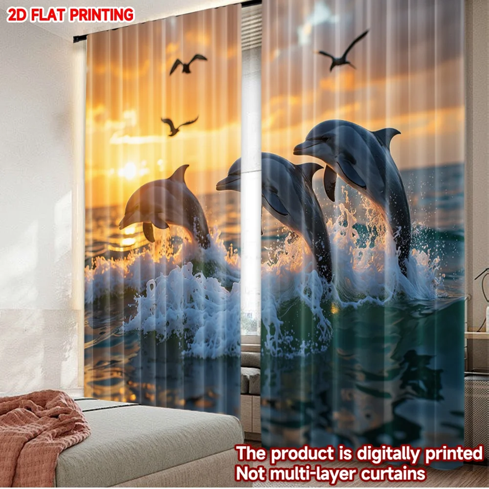 2D flat printing 2pcs Curtain Party Curtain Dolphins at Sunset Digital Printed Polyester Drapes All Season Party & Holiday Decor
2D flat printing 2pcs Curtain Party Curtain Dolphins at Sunset Digital Printed Polyester Drapes All Season Party & Holiday Decor
