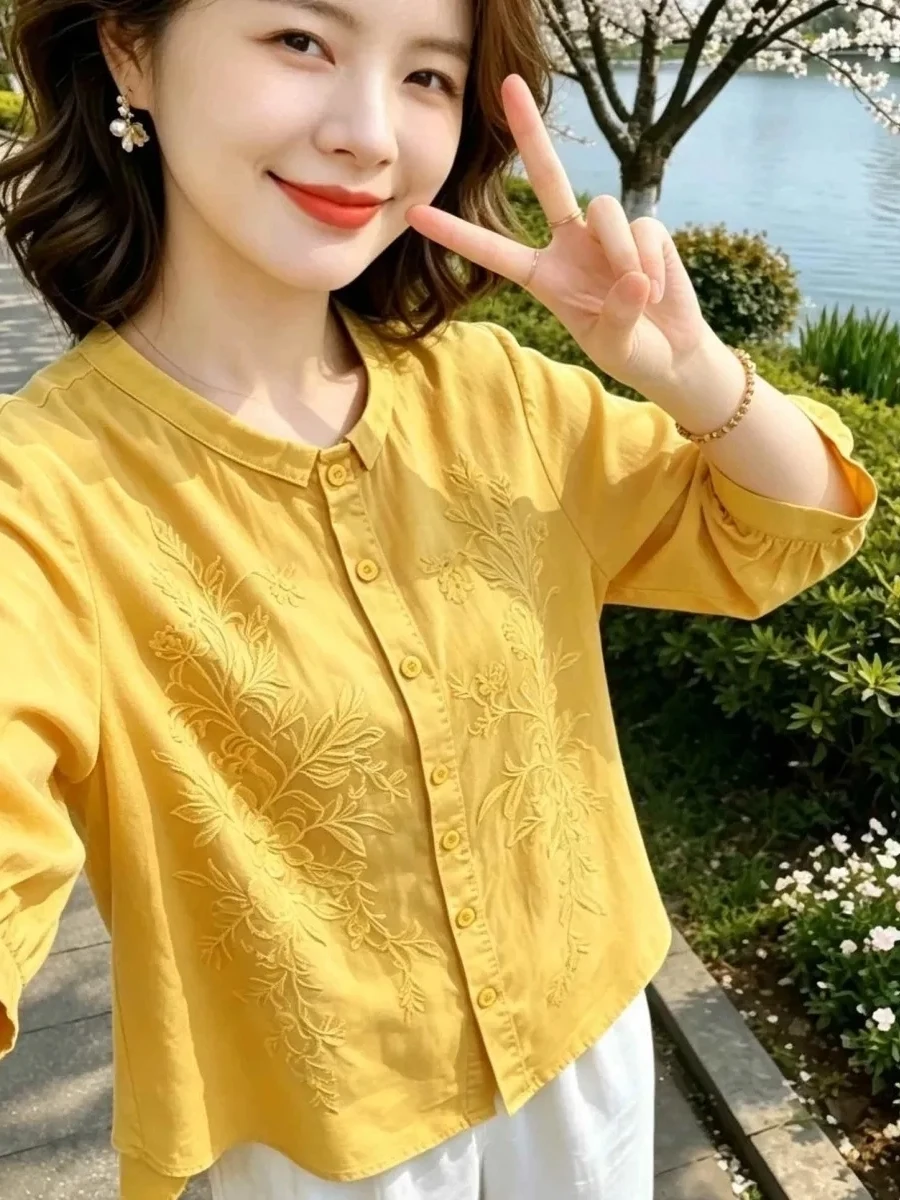 Summer Fashion Embroidered Loose Fit Thin Shirt Artistic White Enhancing Slimming Mom Style Cotton Linen Blend Breathable Wom...
Summer Fashion Embroidered Loose Fit Thin Shirt Artistic White Enhancing Slimming Mom Style Cotton Linen Blend Breathable Wom...