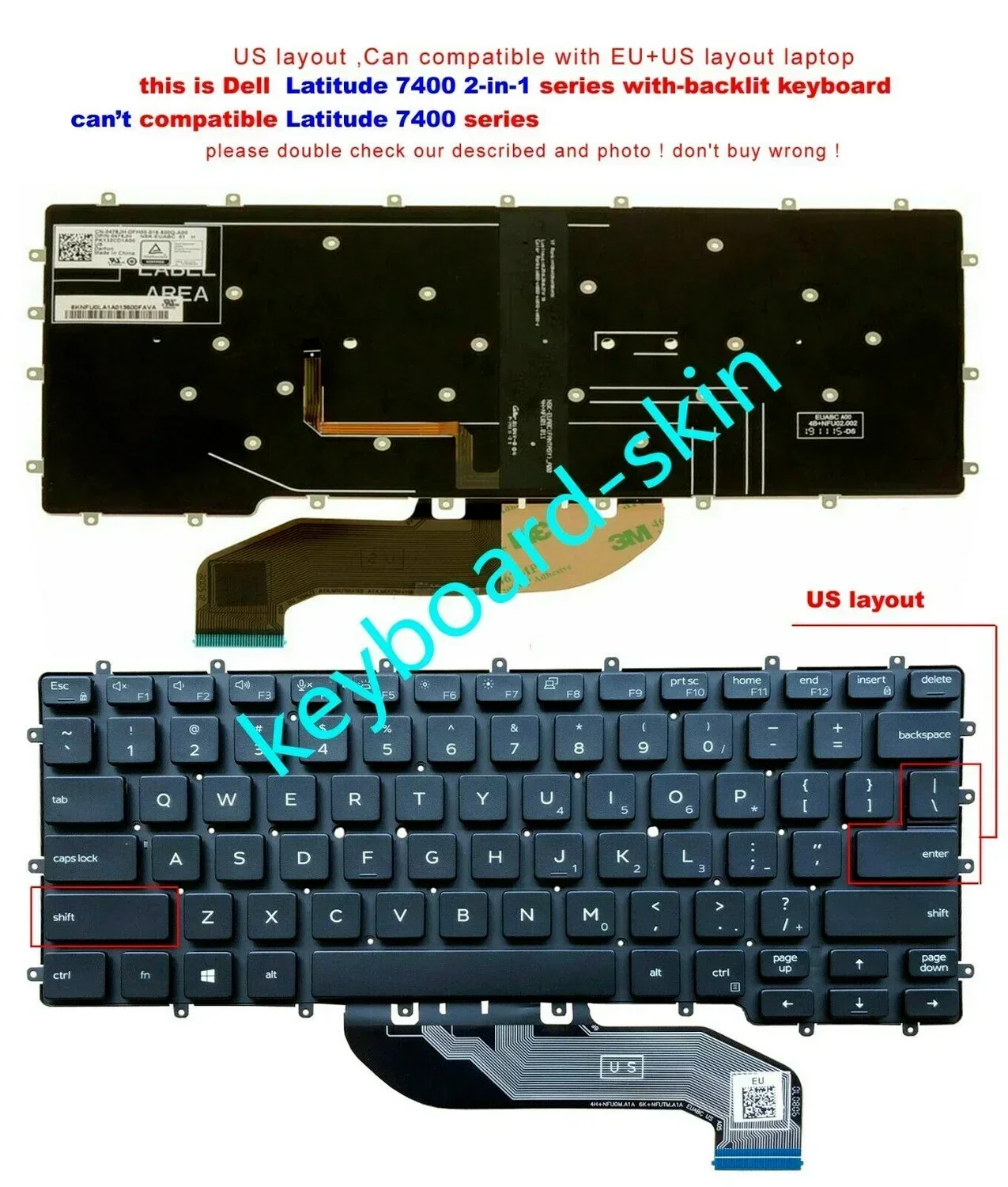 Новая американская клавиатура с подсветкой для ноутбука Dell Latitude 7400 2-в-1 (может совместимо с Latitude 7400) серии
Новая американская клавиатура с подсветкой для ноутбука Dell Latitude 7400 2-в-1 (может совместимо с Latitude 7400) серии