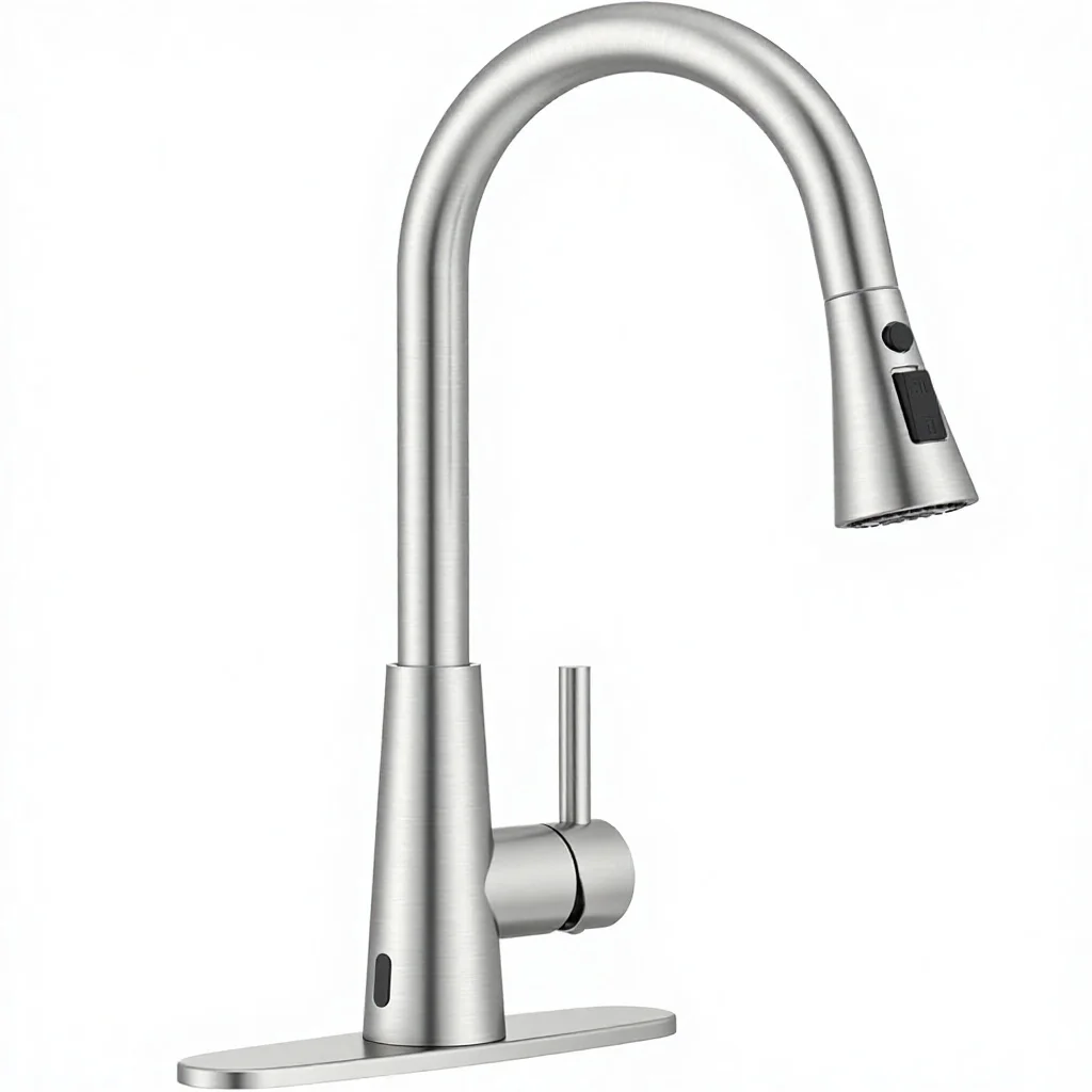 Touchless Kitchen Faucet Soap Dispenser Brushed Nickel Side Motion Sensor Lead- Single Handle
Touchless Kitchen Faucet Soap Dispenser Brushed Nickel Side Motion Sensor Lead- Single Handle