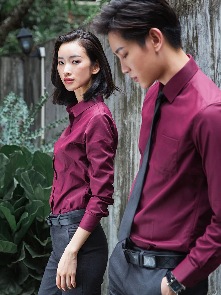 Wine Red Long Sve irt Profional Workwear for Women Spring Autumn Office Formal Men's And Women's Work orm
Wine Red Long Sve irt Profional Workwear for Women Spring Autumn Office Formal Men's And Women's Work orm