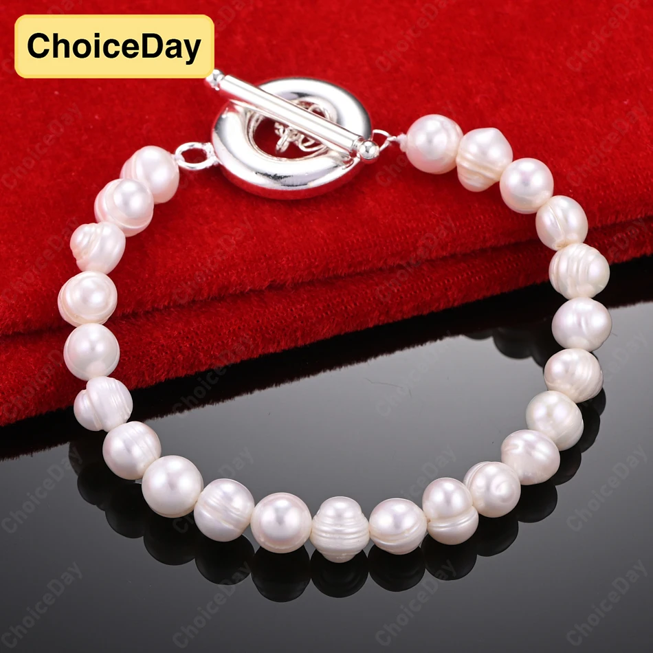 ChoiceDay 8 Inch 925 Sterling Silver 20cm Elegant Pearl Chain Bracelet Women Gift Engagement Jewelry Accessories
ChoiceDay 8 Inch 925 Sterling Silver 20cm Elegant Pearl Chain Bracelet Women Gift Engagement Jewelry Accessories