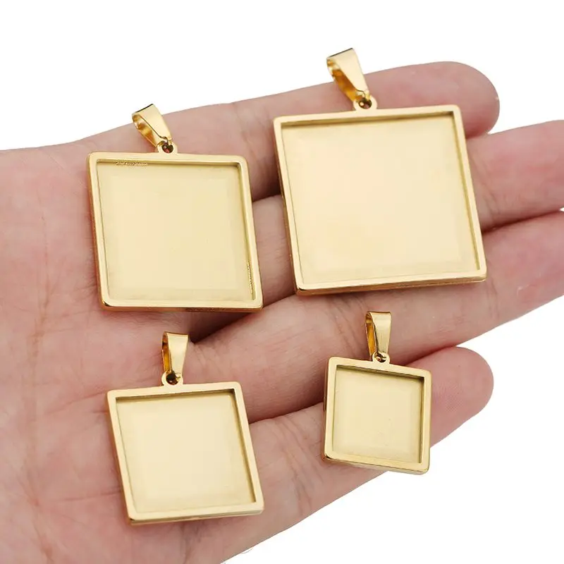 5pcs Gold Stainless Steel Square Bases 10/15/20/25/30mm Cabochon Bezel Blank Trays for Pendants Setting Jewelry Making Supplies 
5pcs Gold Stainless Steel Square Bases 10/15/20/25/30mm Cabochon Bezel Blank Trays for Pendants Setting Jewelry Making Supplies