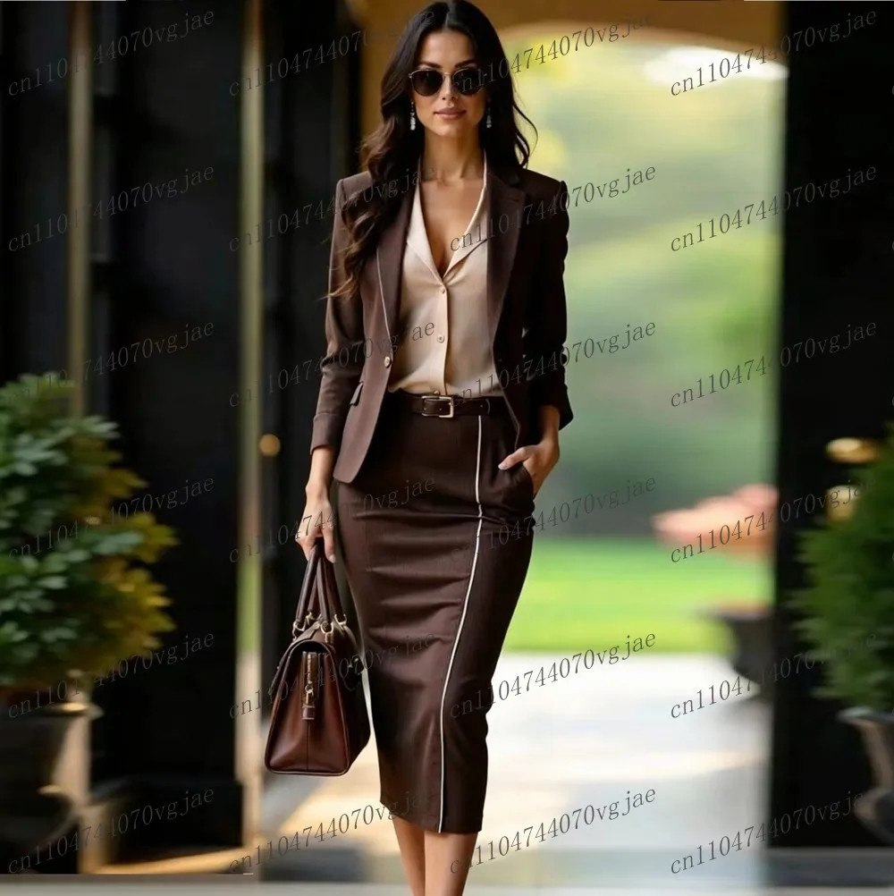New Brown Women Suits Formal Blazer And Skirt Lady Business Tuxedos Mother Wedding Party Ladies 2 Piece Set Jacket Skirt
New Brown Women Suits Formal Blazer And Skirt Lady Business Tuxedos Mother Wedding Party Ladies 2 Piece Set Jacket Skirt