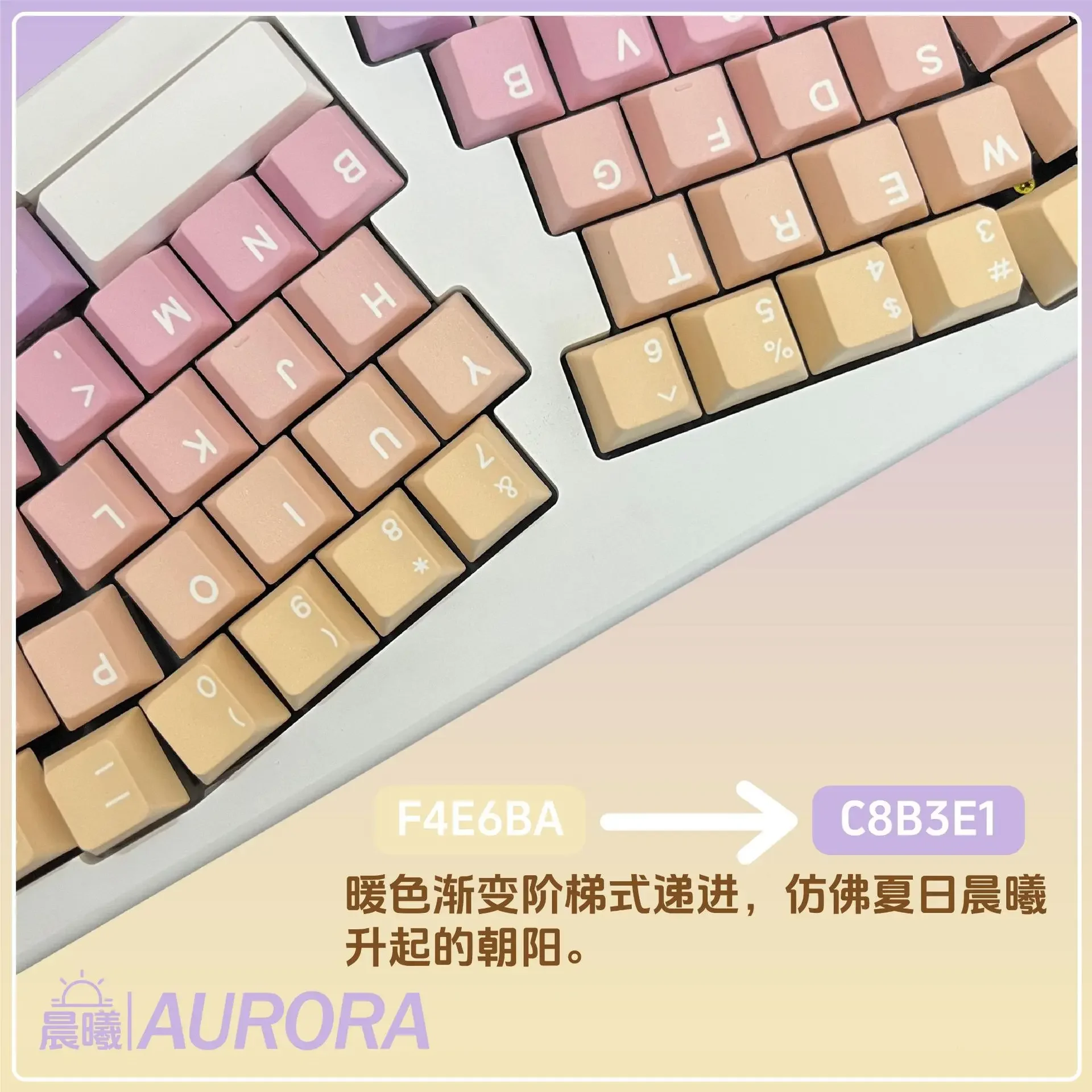 Gradual change color five-sided hot sublimation original factory height shading PBT original keycap
Gradual change color five-sided hot sublimation original factory height shading PBT original keycap