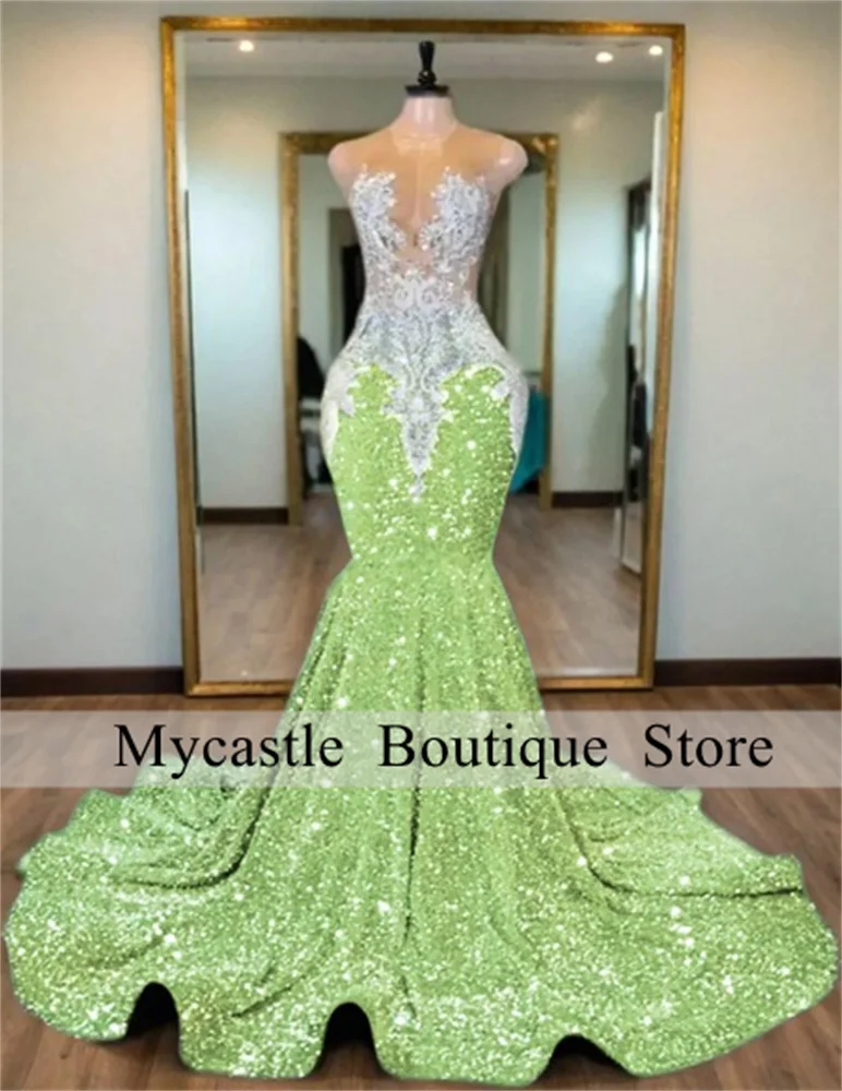 Light Green Sequin Long Prom Dresses For Black Girl 2025 Appliques Birthday Party Dress Bead Crystal Formal Gown Customized
Light Green Sequin Long Prom Dresses For Black Girl 2025 Appliques Birthday Party Dress Bead Crystal Formal Gown Customized