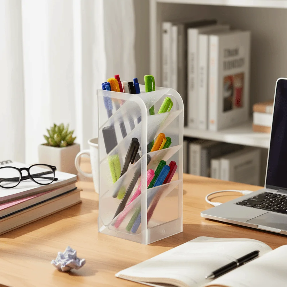Oblique Insertion Type Plastic Pen Holder Large Capacity Plastic Material Large Capacity Pen Container High Quality
Oblique Insertion Type Plastic Pen Holder Large Capacity Plastic Material Large Capacity Pen Container High Quality