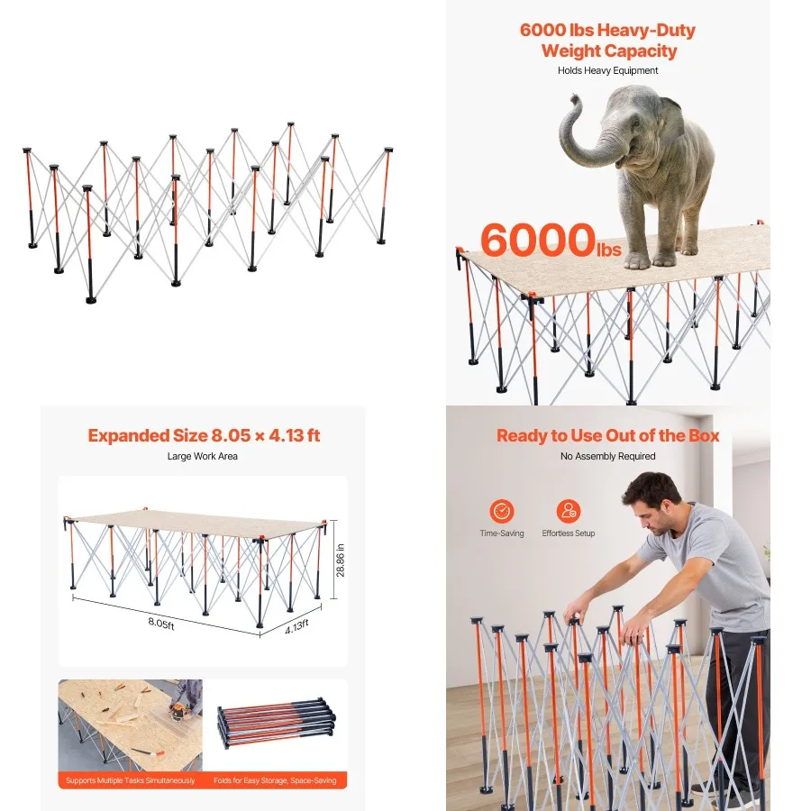 Portable Folding Workstand 8.05 x 4.13ft Collapsible Work Stand 6000lbs Capacity
Portable Folding Workstand 8.05 x 4.13ft Collapsible Work Stand 6000lbs Capacity
