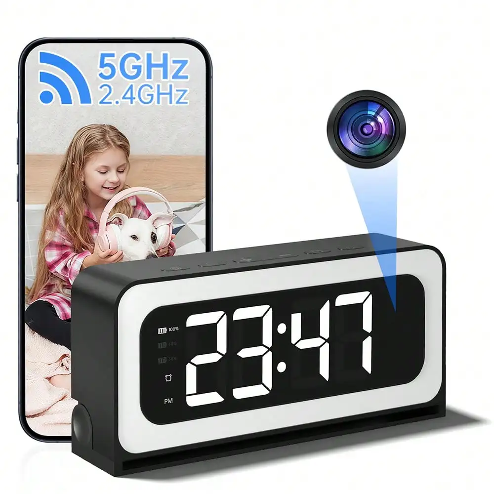Smart Clock Camera, 5G&2.4G WiFi Security Cameras Wireless Indoor, 2K Cameras For Home Security Two-Way Talk, Color Night Vision
Smart Clock Camera, 5G&2.4G WiFi Security Cameras Wireless Indoor, 2K Cameras For Home Security Two-Way Talk, Color Night Vision