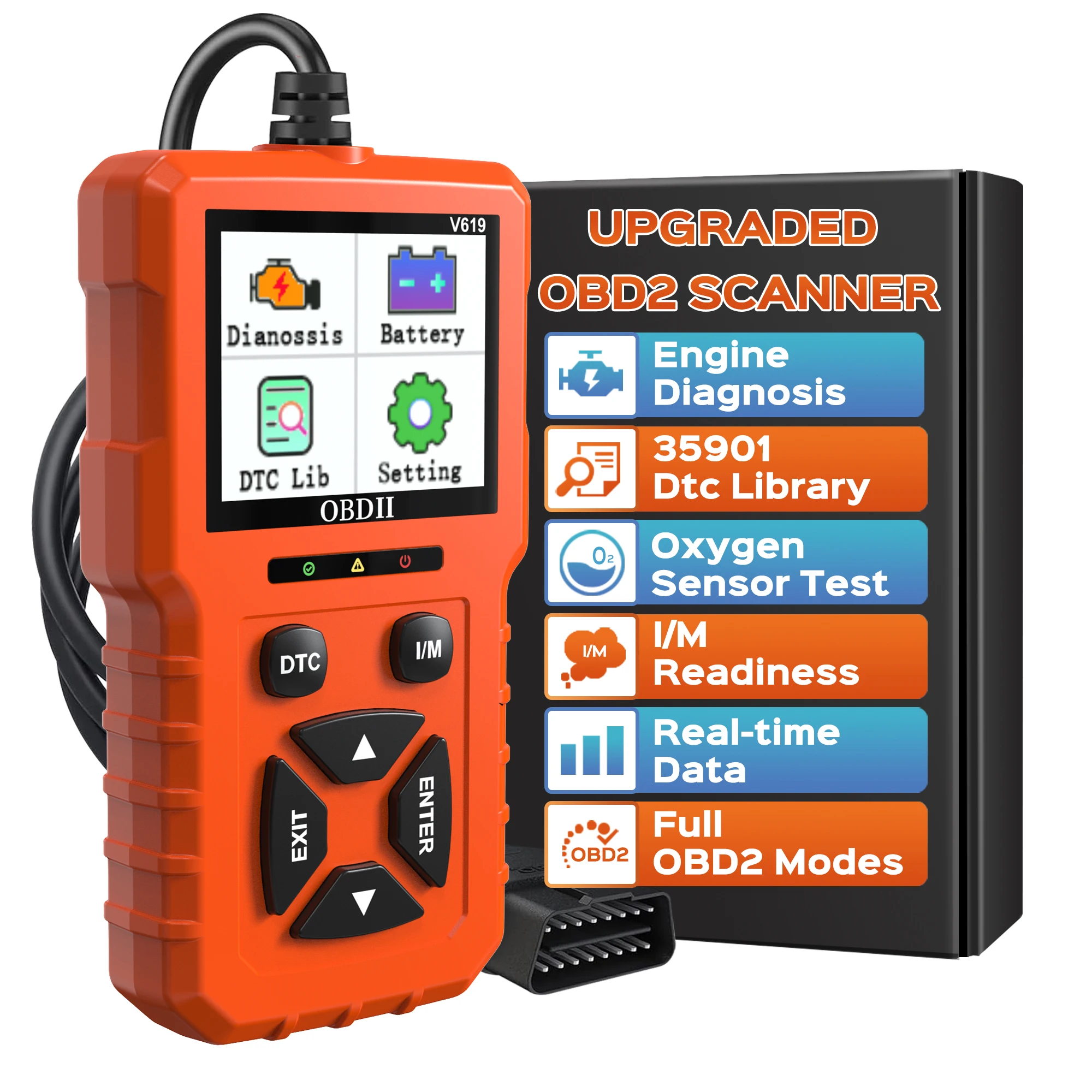 Инструмент диагностического сканера OBD2 — считыватель световых кодов двигателя для проверки транспортных средств с тестером напряжения аккумулятора, чтение ввода/вывода, сброс
Инструмент диагностического сканера OBD2 — считыватель световых кодов двигателя для проверки транспортных средств с тестером напряжения аккумулятора, чтение ввода/вывода, сброс