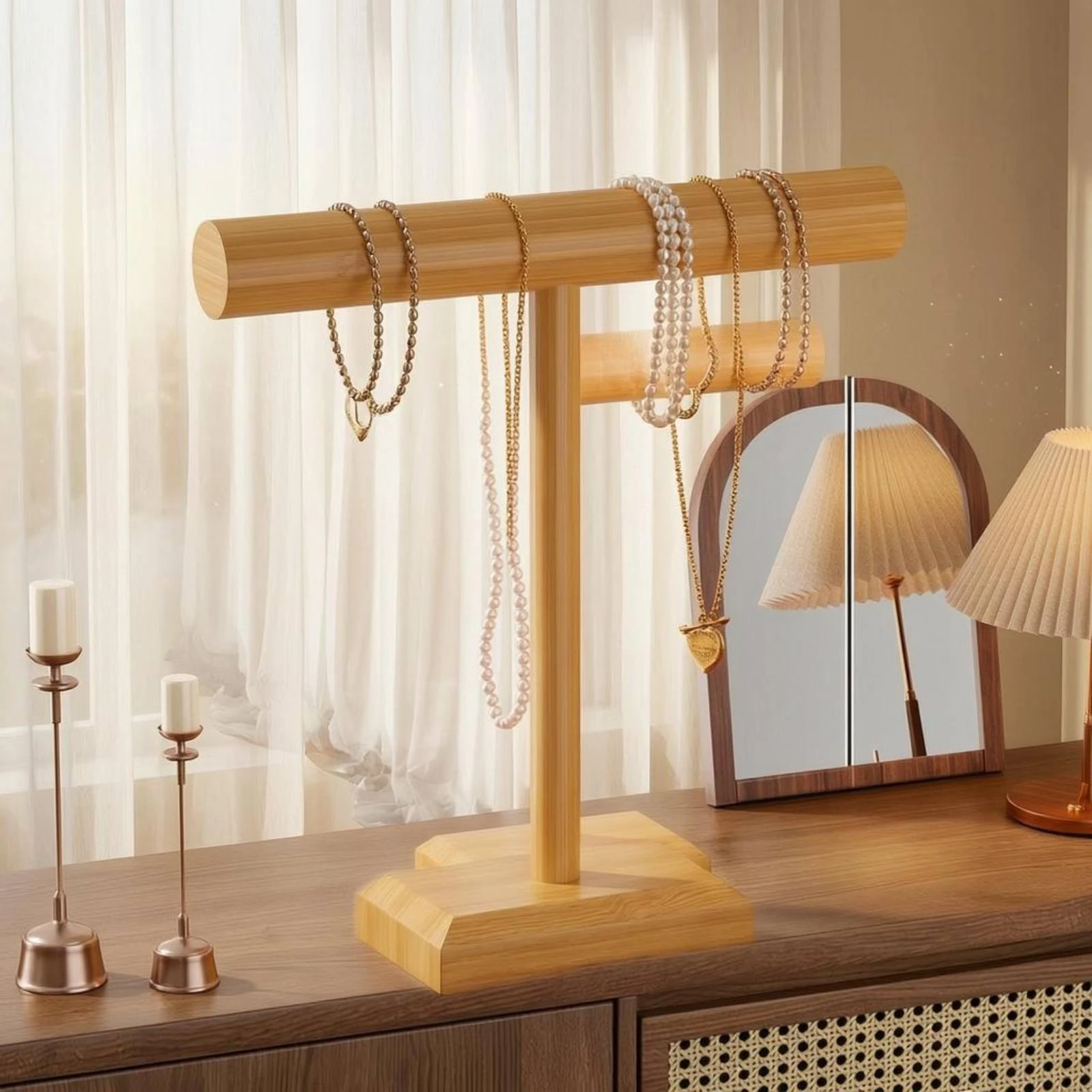 Jewelry Display Stand Solid Wood Necklace Display Stand Necklace Holder Freestanding T-Shaped Bracelet Holder Tabletop
Jewelry Display Stand Solid Wood Necklace Display Stand Necklace Holder Freestanding T-Shaped Bracelet Holder Tabletop