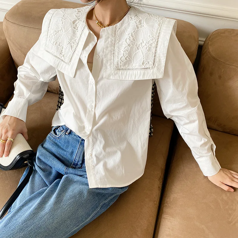 Spring New Style White Shirt Women Long Sleeve French Design Large Lapel Elegant Korean Version Women's Shirt
Spring New Style White Shirt Women Long Sleeve French Design Large Lapel Elegant Korean Version Women's Shirt