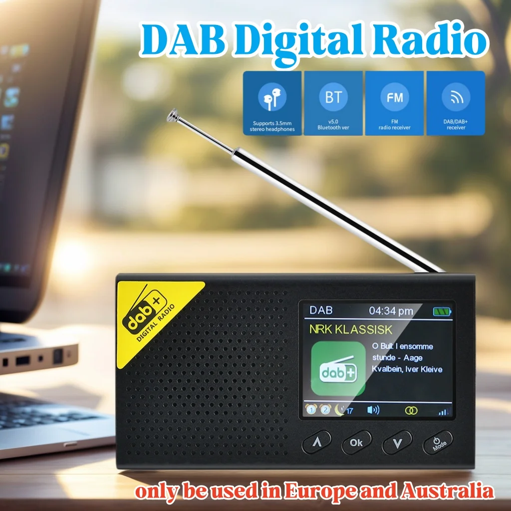 Портативное цифровое радио, Bluetooth-совместимый 5.0 DAB/FM-приемник, вещательный плеер, перезаряжаемый легкий радиоприемник для домашнего офиса
Портативное цифровое радио, Bluetooth-совместимый 5.0 DAB/FM-приемник, вещательный плеер, перезаряжаемый легкий радиоприемник для домашнего офиса