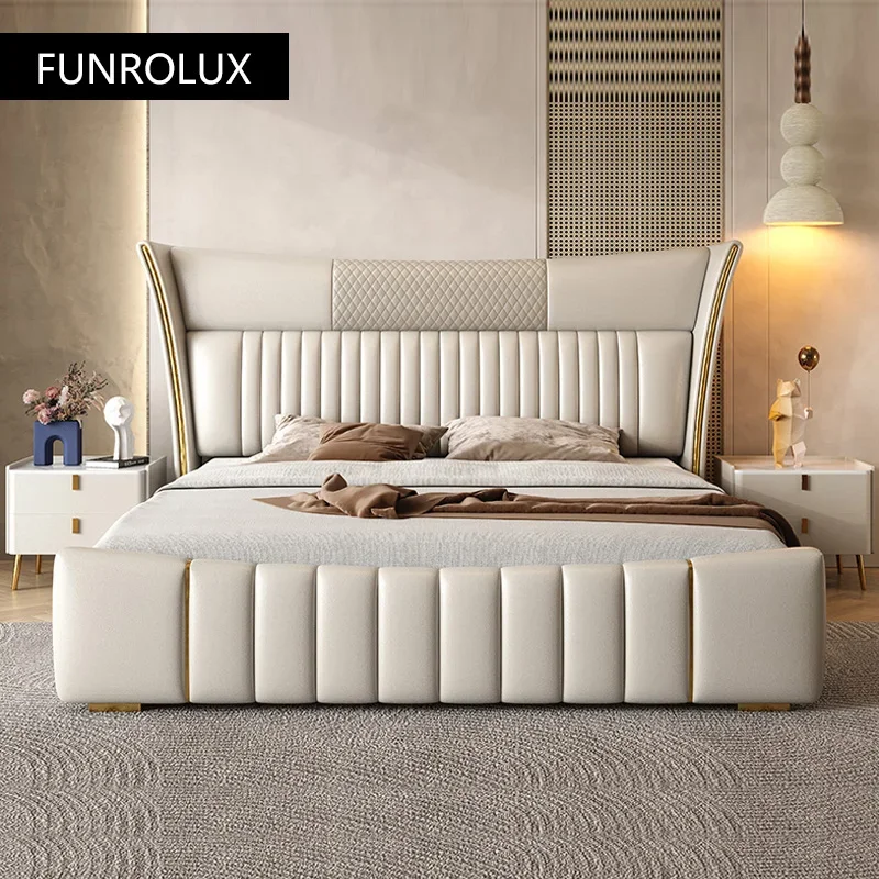 Modern Simple Leather Bed Light Luxury Double Master Bedroom New Wedding Bed 1.5M / 1.8M High-Grade Leather Bed
Modern Simple Leather Bed Light Luxury Double Master Bedroom New Wedding Bed 1.5M / 1.8M High-Grade Leather Bed