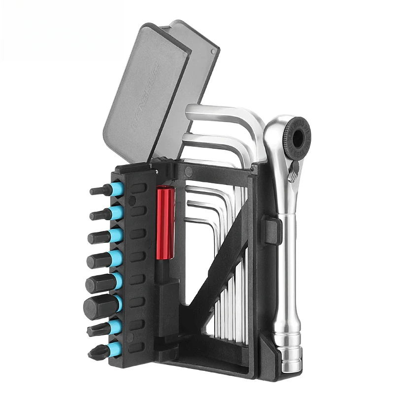 Многофункциональный набор инструментов BG-9870 с откидной крышкой и трещоточным ключом для ремонта велосипедов (MTB, шоссейных)
Многофункциональный набор инструментов BG-9870 с откидной крышкой и трещоточным ключом для ремонта велосипедов (MTB, шоссейных)