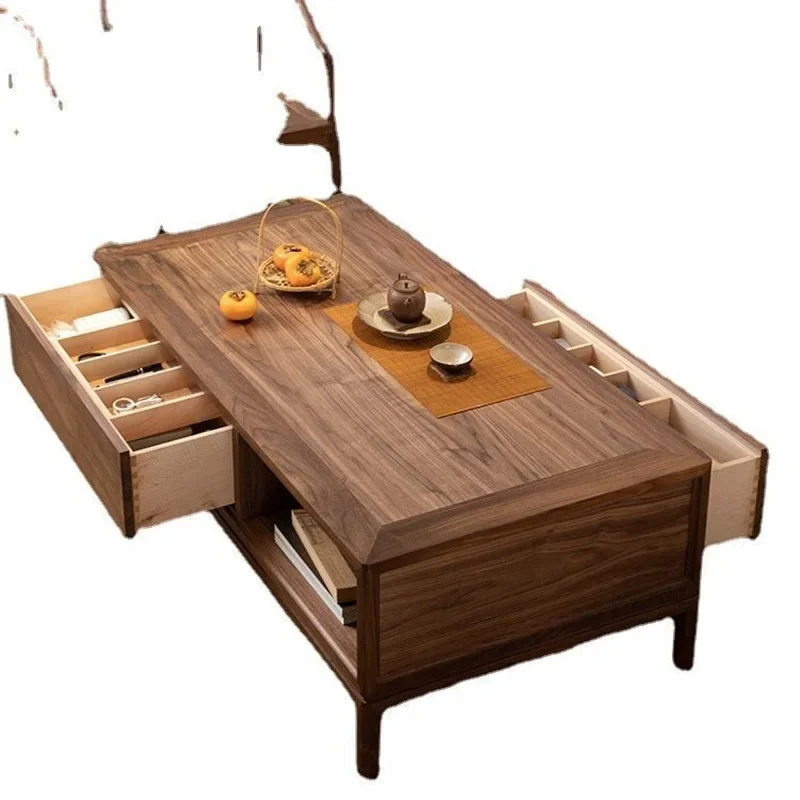 New Chinese coffee table black walnut solid wood square tea table, tea table table combination
New Chinese coffee table black walnut solid wood square tea table, tea table table combination