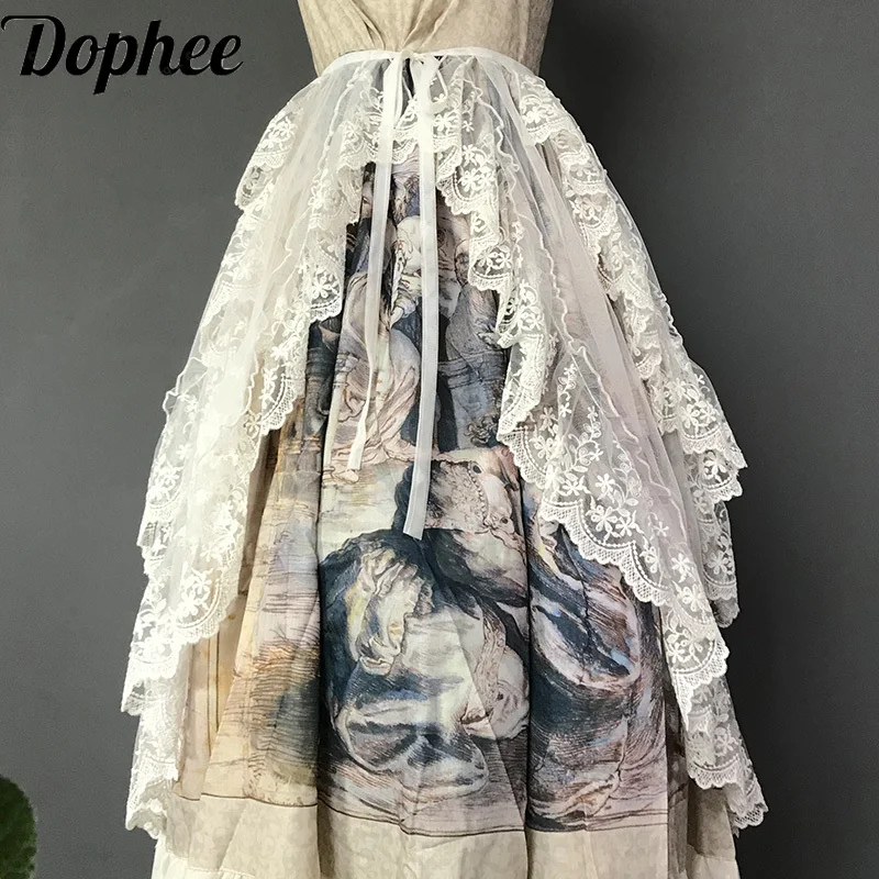Dophee Multipurpose Lolita Jsk Overskirt Perspective Elegant Lace Splicing Cover Skirts Mid-long High Waist Ruffles Fairy Skirts
Dophee Multipurpose Lolita Jsk Overskirt Perspective Elegant Lace Splicing Cover Skirts Mid-long High Waist Ruffles Fairy Skirts