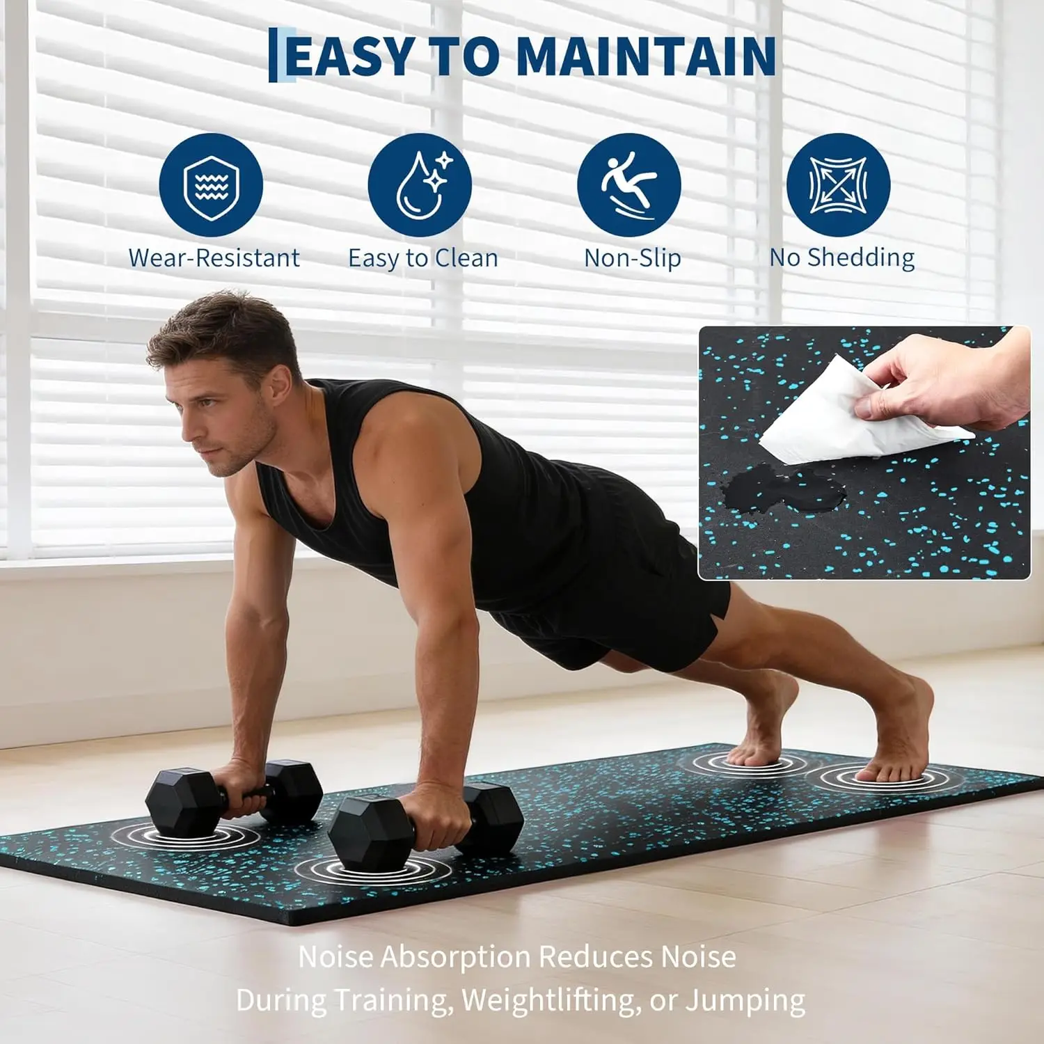 Garvee Heavy Duty Puzzle Floor Tiles Waterproof Non-Slip, 12 Pcs 48 Sq ft Interlocking Exercise Mats 0.56" Thick Rubber Top Gym Flooring with High-Density EVA Foam for Home Gym
Garvee Heavy Duty Puzzle Floor Tiles Waterproof Non-Slip, 12 Pcs 48 Sq ft Interlocking Exercise Mats 0.56" Thick Rubber Top Gym Flooring with High-Density EVA Foam for Home Gym