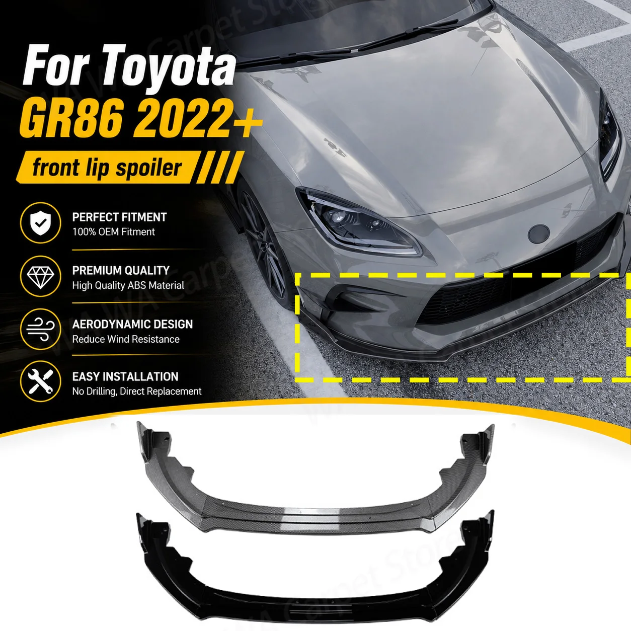 Front Bumper Lip Spoiler Splitter Diffuser for Toyota GR86 2022+ Guard Protector Cover Modification Body Kit Tuning Body Kit
Front Bumper Lip Spoiler Splitter Diffuser for Toyota GR86 2022+ Guard Protector Cover Modification Body Kit Tuning Body Kit