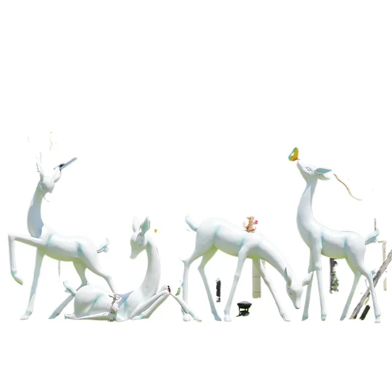 Abstract and simple sika deer ornament outdoor fiberglass sculpture outdoor sales office community park lawn decoration
Abstract and simple sika deer ornament outdoor fiberglass sculpture outdoor sales office community park lawn decoration