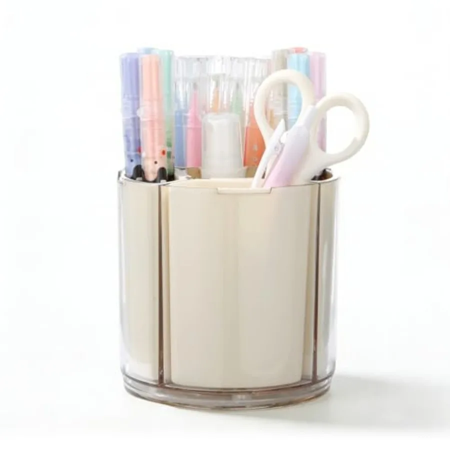 360° Rotating Pen Holder for Desk, Cute Pencil Holder Pen Organizer, Beige Acrylic Pencil Cup Caddy with 5 Slots for Home Schoo
360° Rotating Pen Holder for Desk, Cute Pencil Holder Pen Organizer, Beige Acrylic Pencil Cup Caddy with 5 Slots for Home Schoo