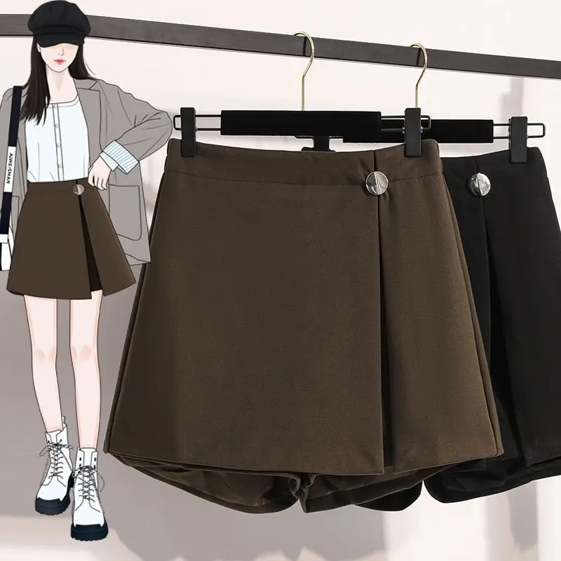 Korean version fake two-piece woolen short skirt pants autumn and winter new loose high waisted fashion commute short pants
Korean version fake two-piece woolen short skirt pants autumn and winter new loose high waisted fashion commute short pants