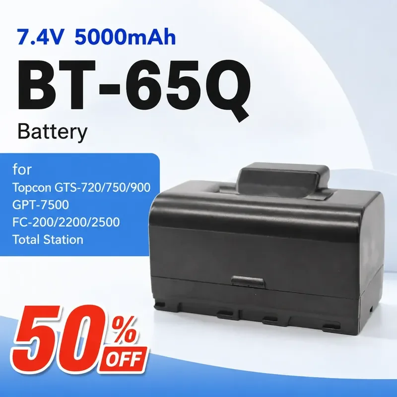 7.4V 5000mAh BT-65Q Battery for Topcon GTS-720/750/900 GPT-7500 FC-200/2200/2500 Total Station
7.4V 5000mAh BT-65Q Battery for Topcon GTS-720/750/900 GPT-7500 FC-200/2200/2500 Total Station