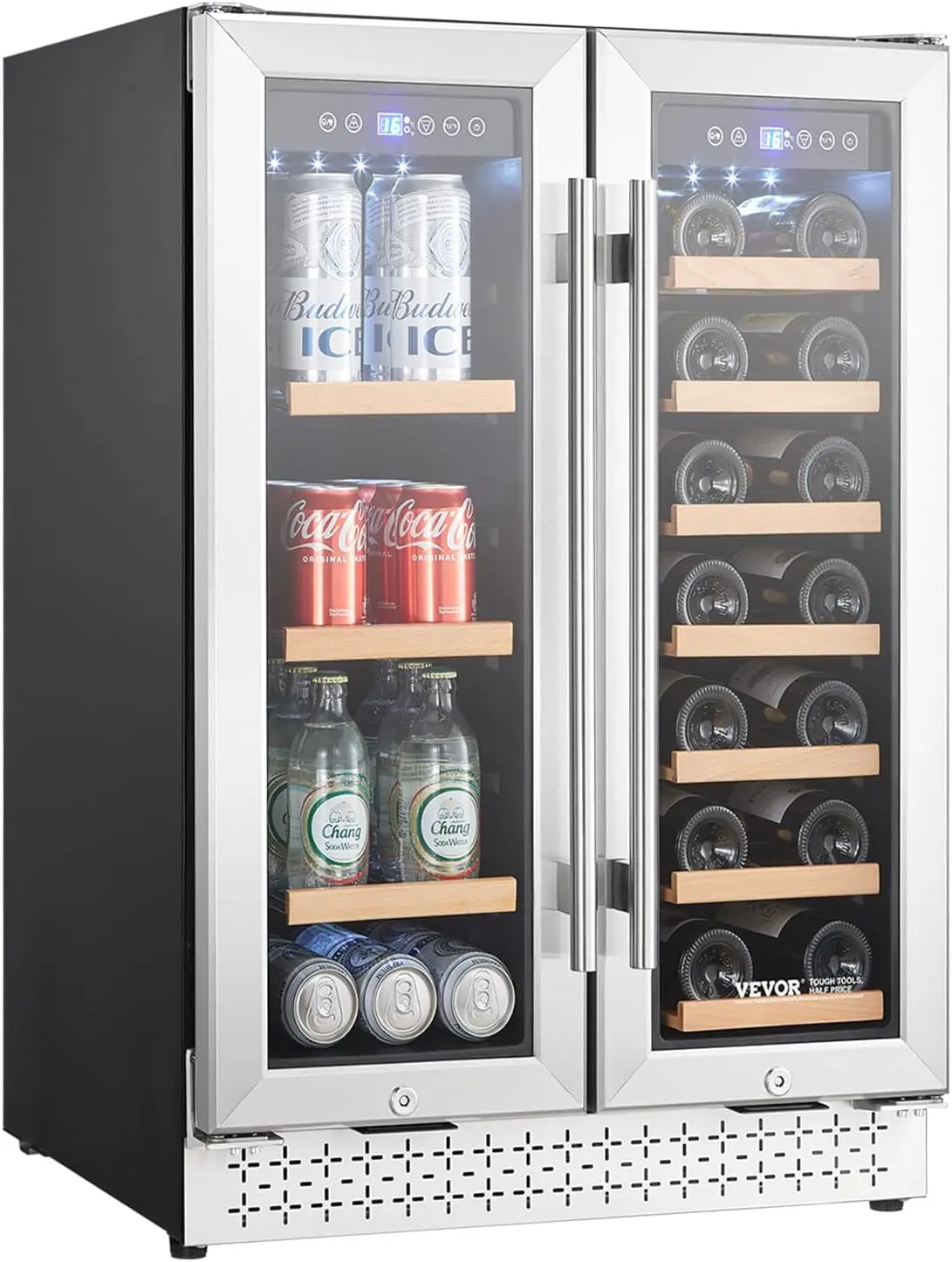 Wine and Beverage Refrigerator 24 in Dual Zone Wine Cooler Built in Freestanding Fridge with Glass Doors Adjustable Shelves
Wine and Beverage Refrigerator 24 in Dual Zone Wine Cooler Built in Freestanding Fridge with Glass Doors Adjustable Shelves